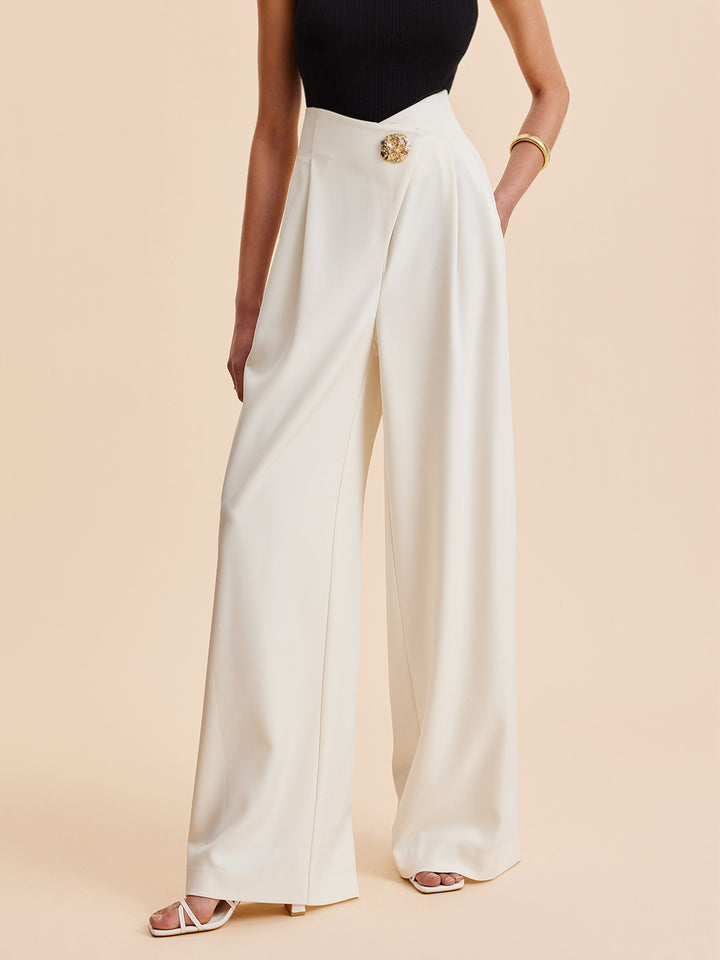 Embellished High-Waist Wide-Leg Pants | COMMENSE Embellished High-Waist Wide-Leg Pants | COMMENSE