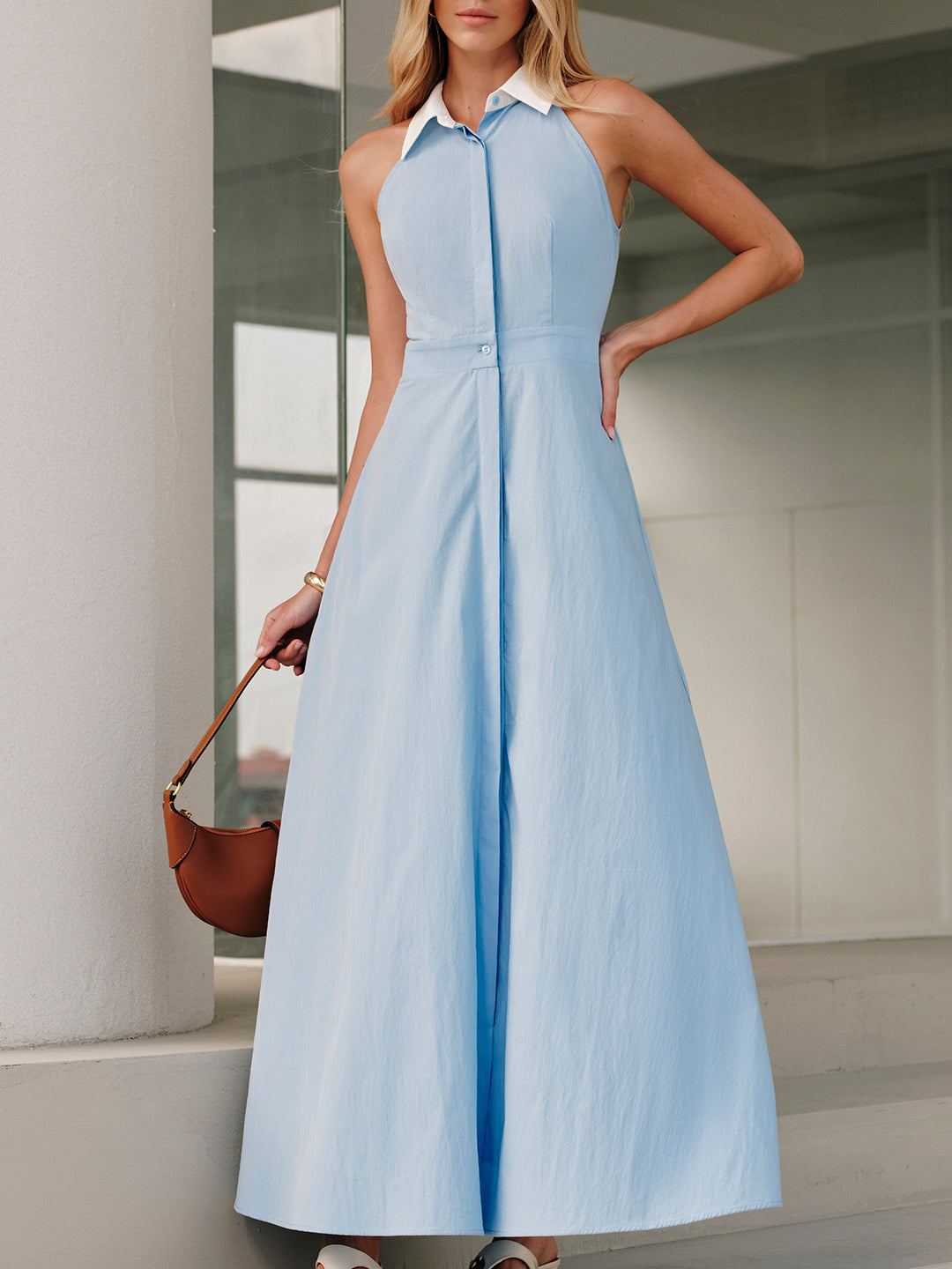 Button Sleeveless Collar Dress | COMMENSE Button Sleeveless Collar Dress | COMMENSE
