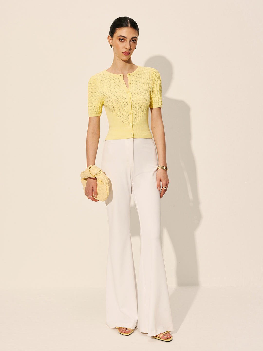 Hollow Knit Buttoned Top – COMMENSE