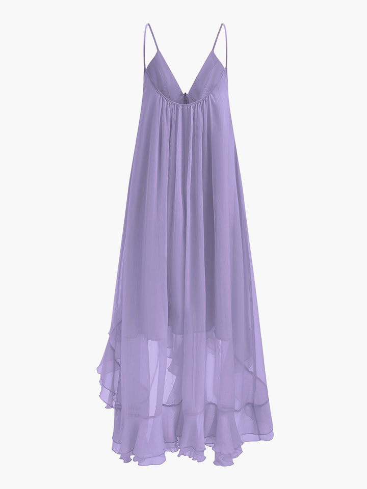Semi-Sheer Chiffon Layered Dress With Cloak | COMMENSE Semi-Sheer Chiffon Layered Dress With Cloak | COMMENSE
