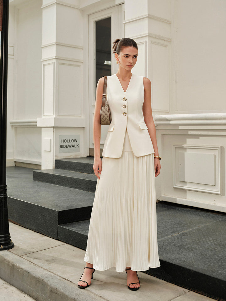 white pleated skirt dress White Dress For Bridal Shower - White Bridal Dress - Satin Bow Back Pleated Skirt Mini Dress