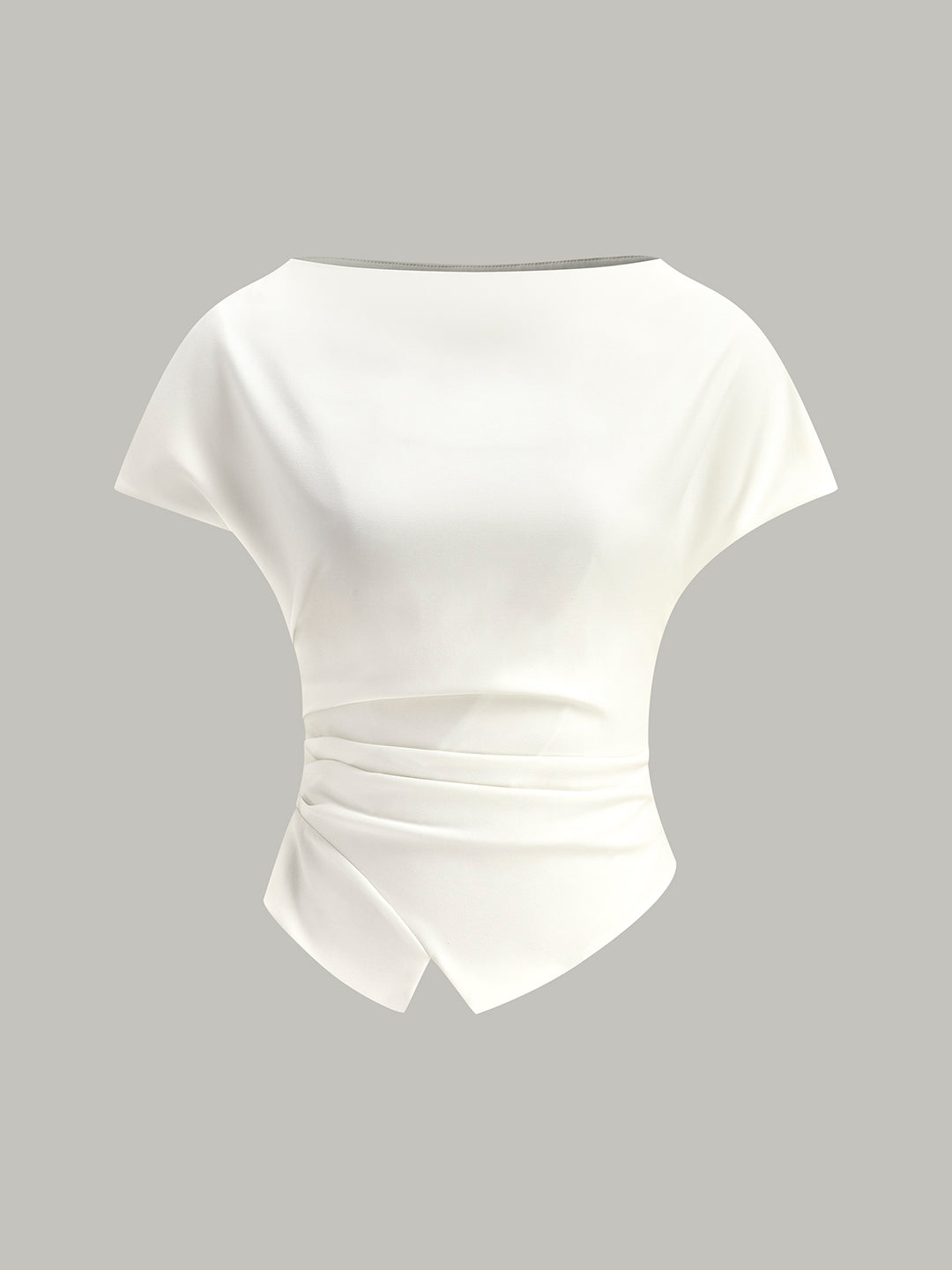 Asymmetric Hem Ruched T-Shirt | COMMENSE