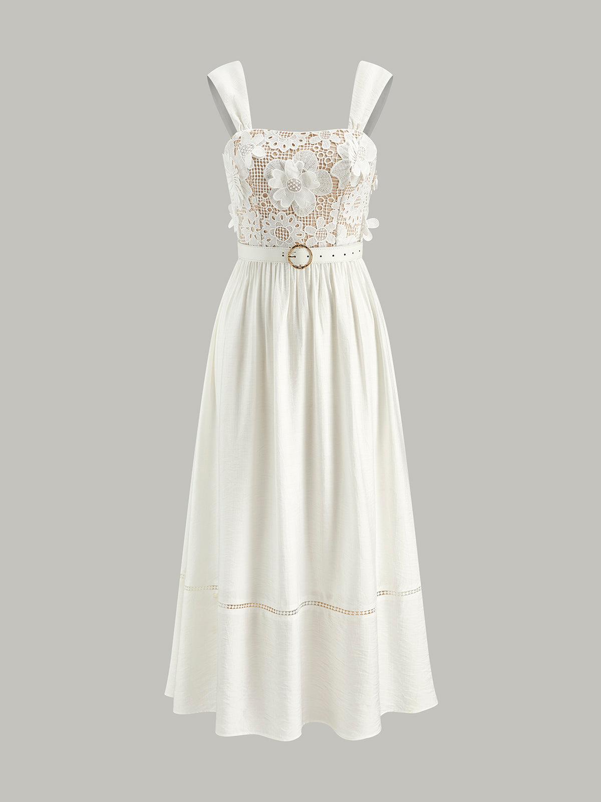 Cotton Floral Lace Belted Dress | COMMENSE Cotton Floral Lace Belted Dress | COMMENSE