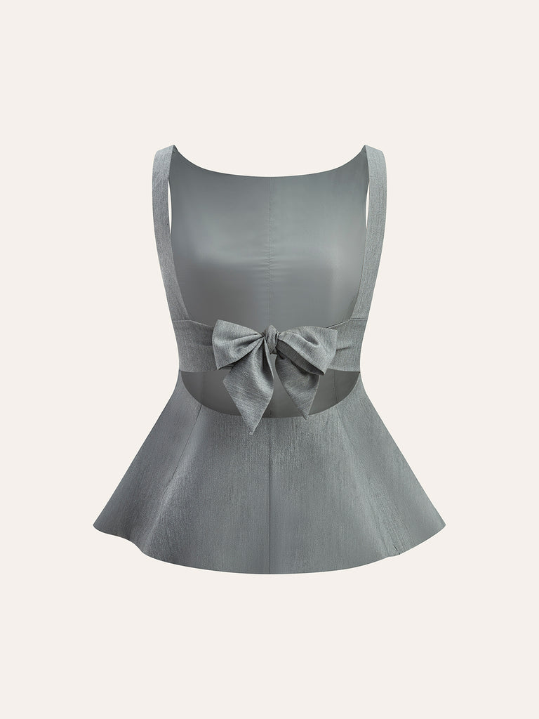 Bow Detail Peplum Top – COMMENSE