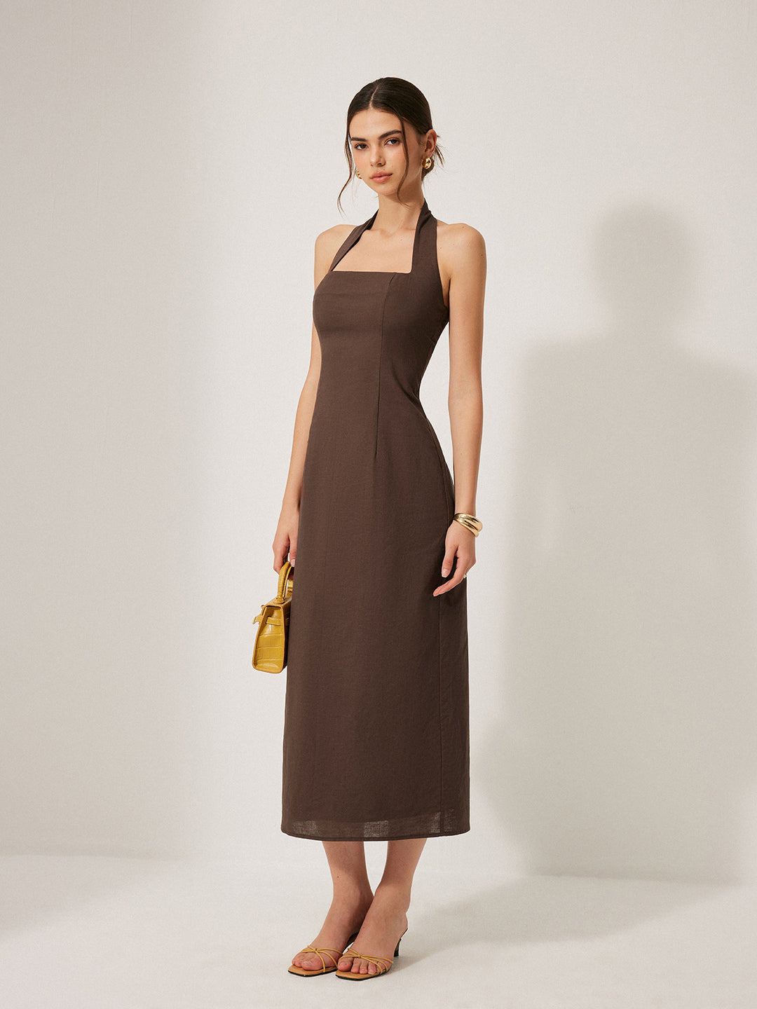 Cotton & Linen Halter Backless Split Dress | COMMENSE Cotton & Linen Halter Backless Split Dress | COMMENSE