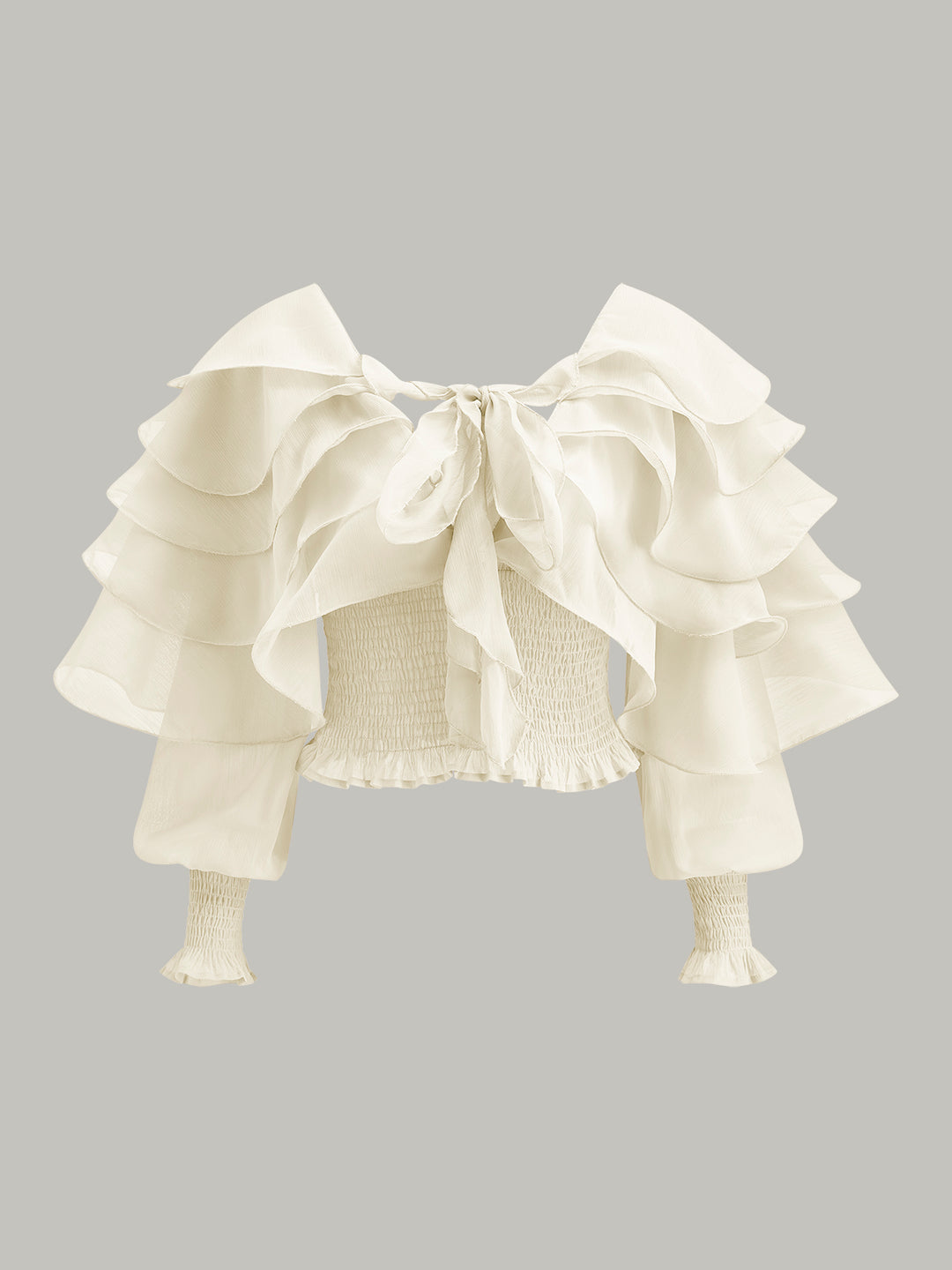 Semi-Sheer Chiffon Ruffle Backless Top | COMMENSE