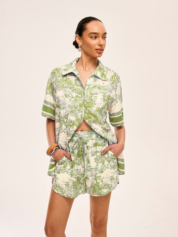 Contrast Trim Short Sleeve Top and Shorts Set