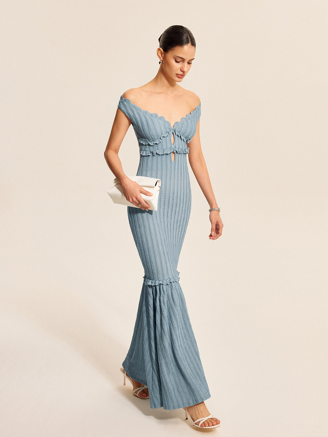 off the shoulder ruffle dress keepsake Off-shoulder ruffle detail dress - Blue - S