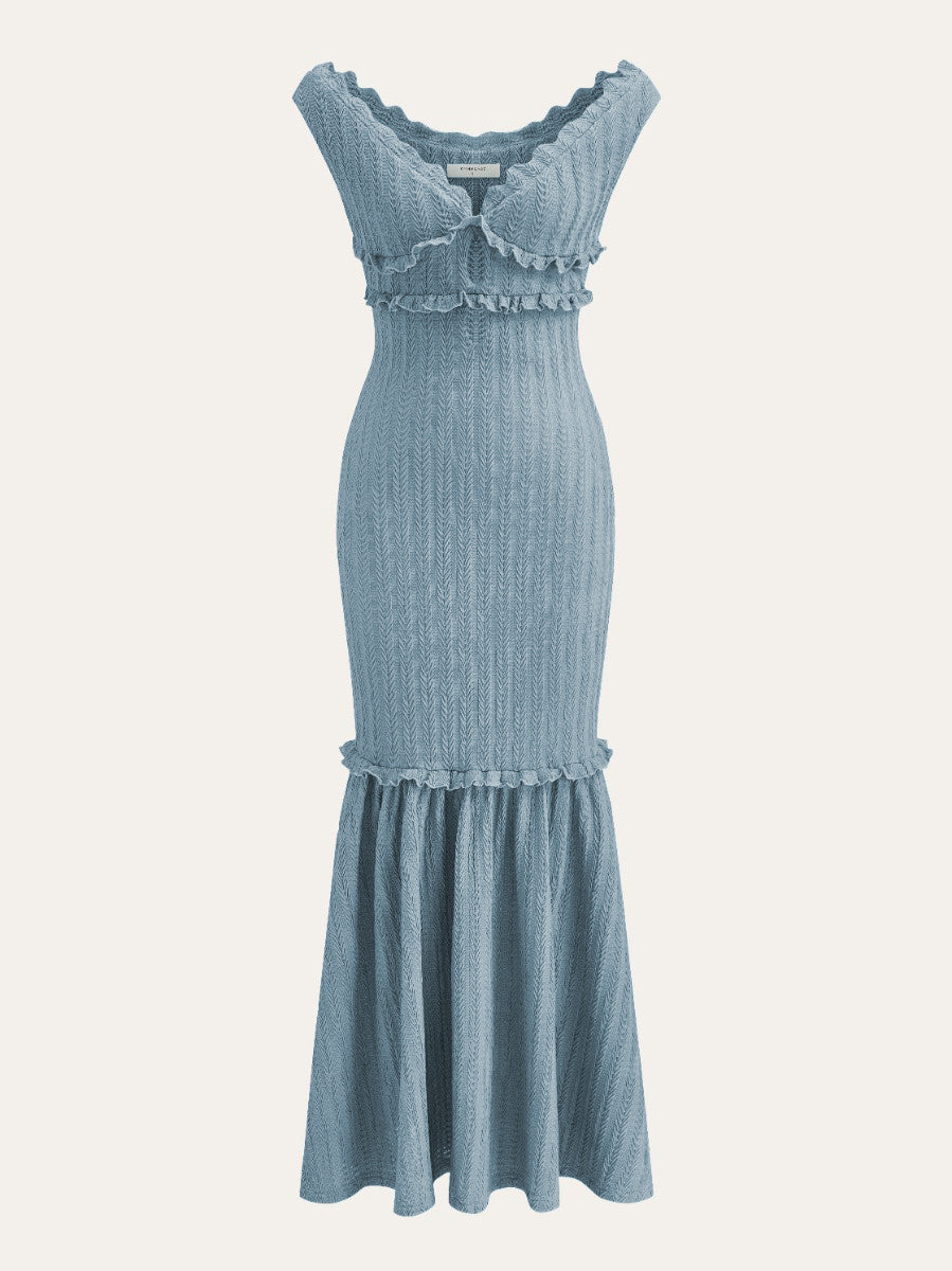 Off-Shoulder Ruffle Detail Dress | COMMENSE