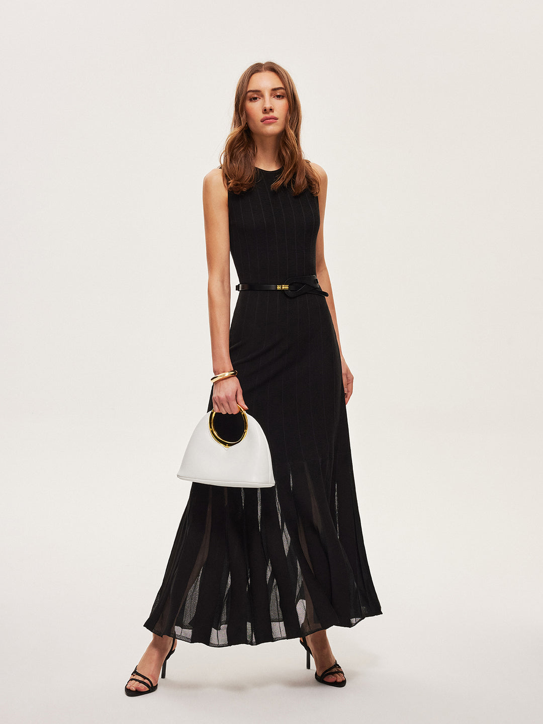 Semi-Sheer Mesh Flared Dress Without Belt | COMMENSE