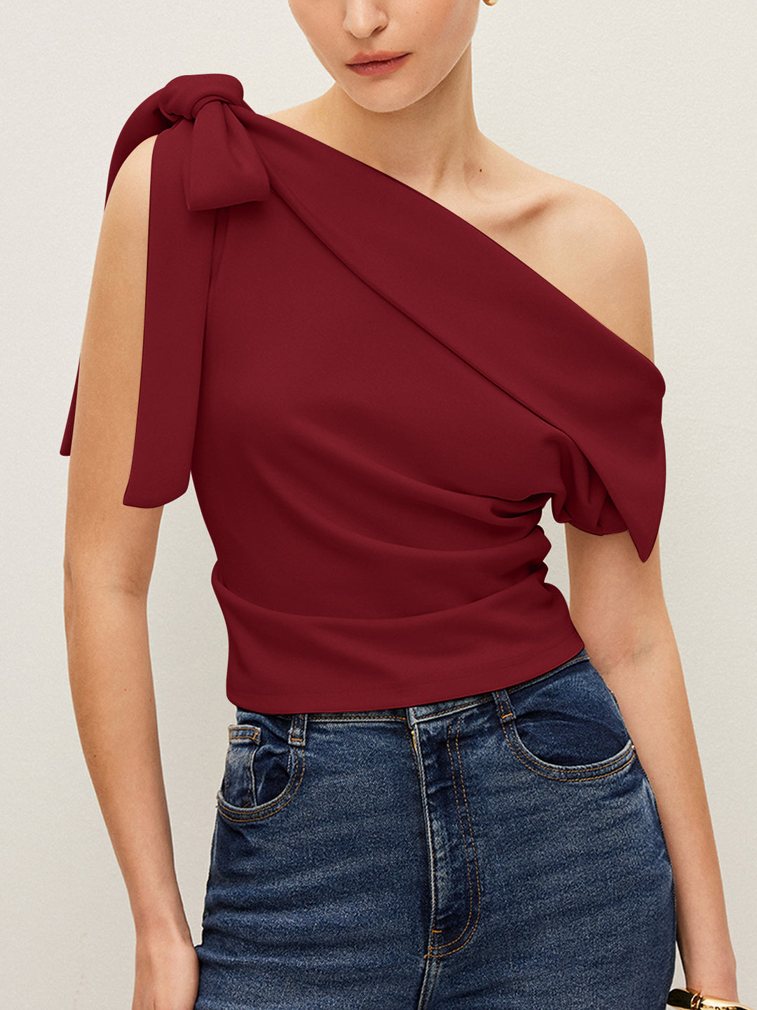 トップス Nana ribbon oneshoulder tops 最安値 】 ANDMARY Nana ribbon oneshoulder tops ivory F