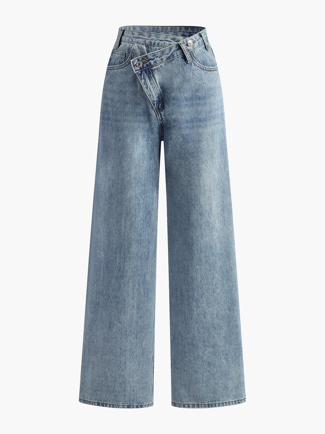 【FLAREUP】25SS★ Asymmetrical Wide Pants Asymmetric Waist Wide-Leg Jeans | COMMENSE