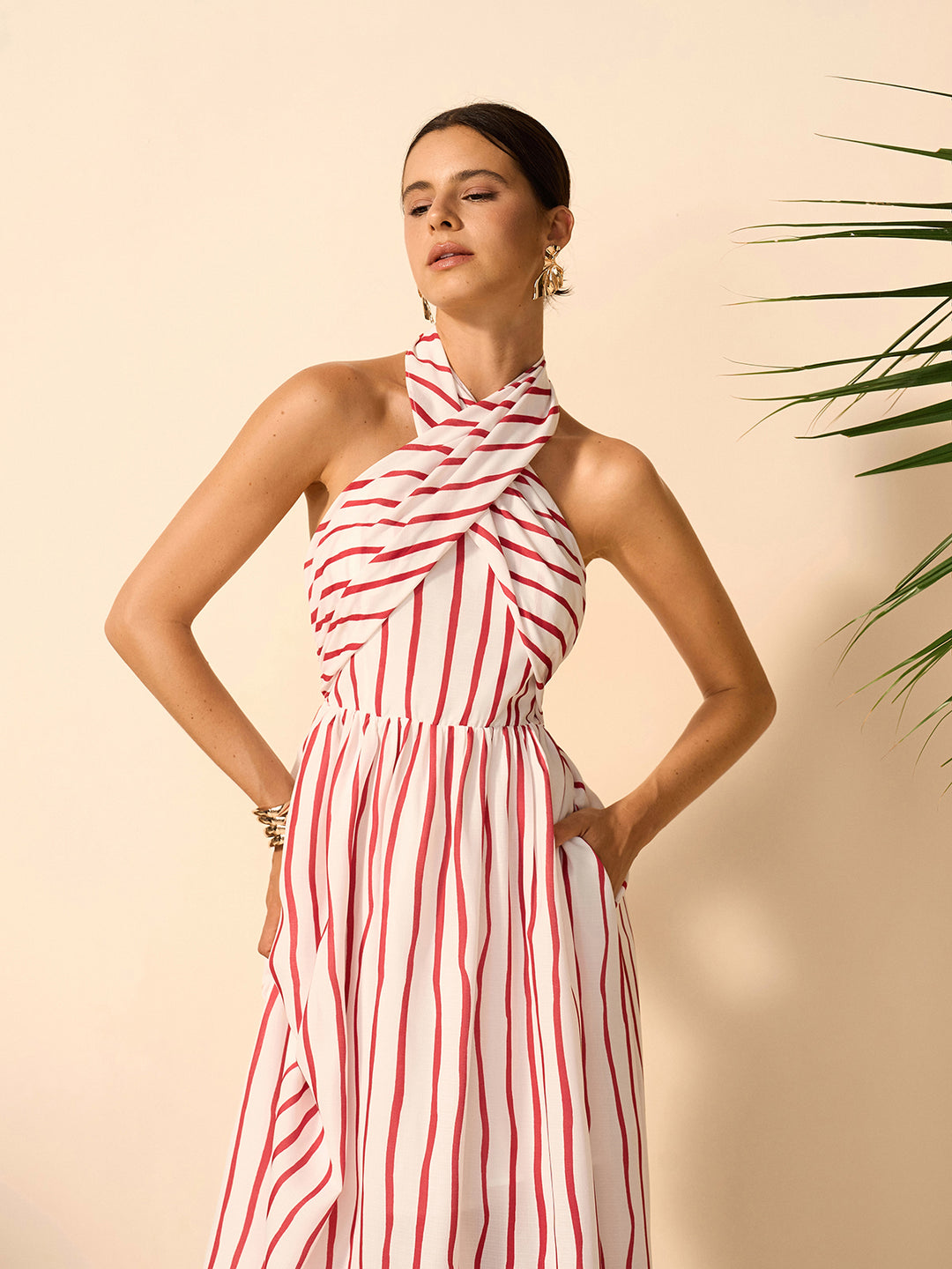 Striped Twist Halter Dress | COMMENSE Striped Twist Halter Dress | COMMENSE