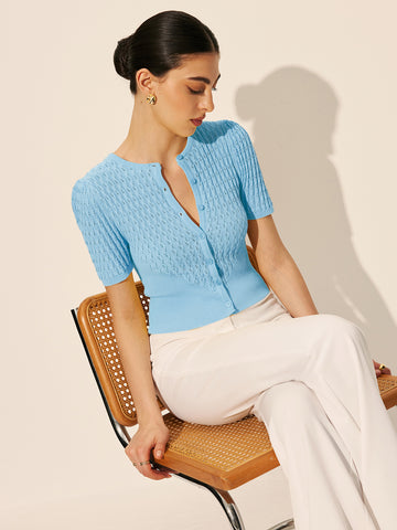 Women's Knit Woven Combo Top
