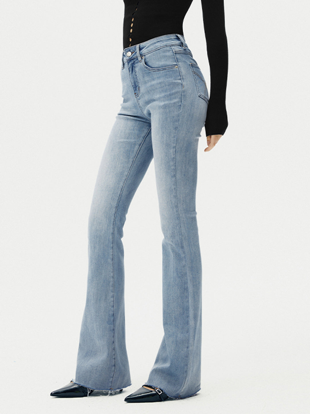 High-Waist Denim Bootcut Jeans – COMMENSE