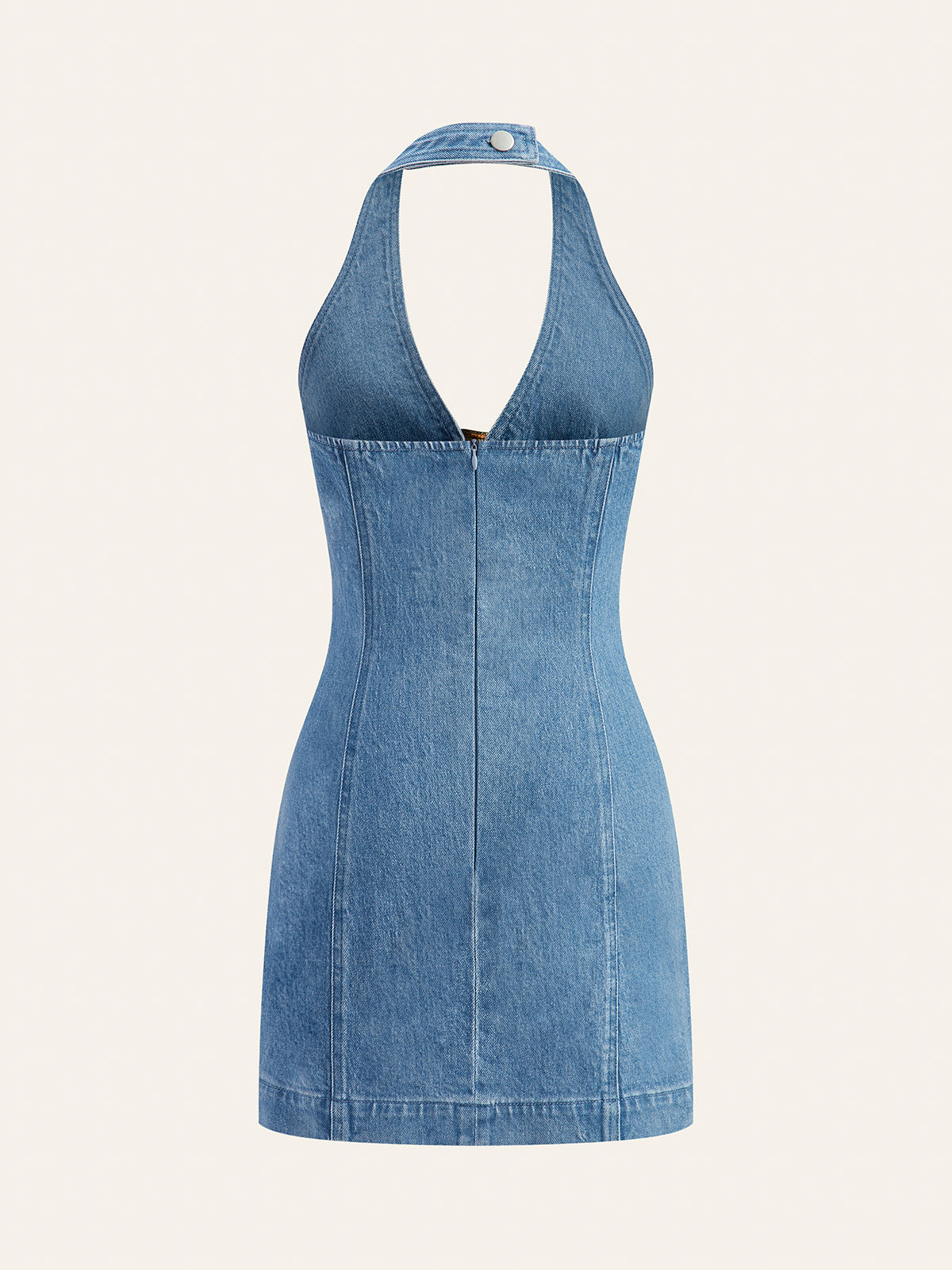 Halter Neck Buckle Detail Denim Dress – COMMENSE