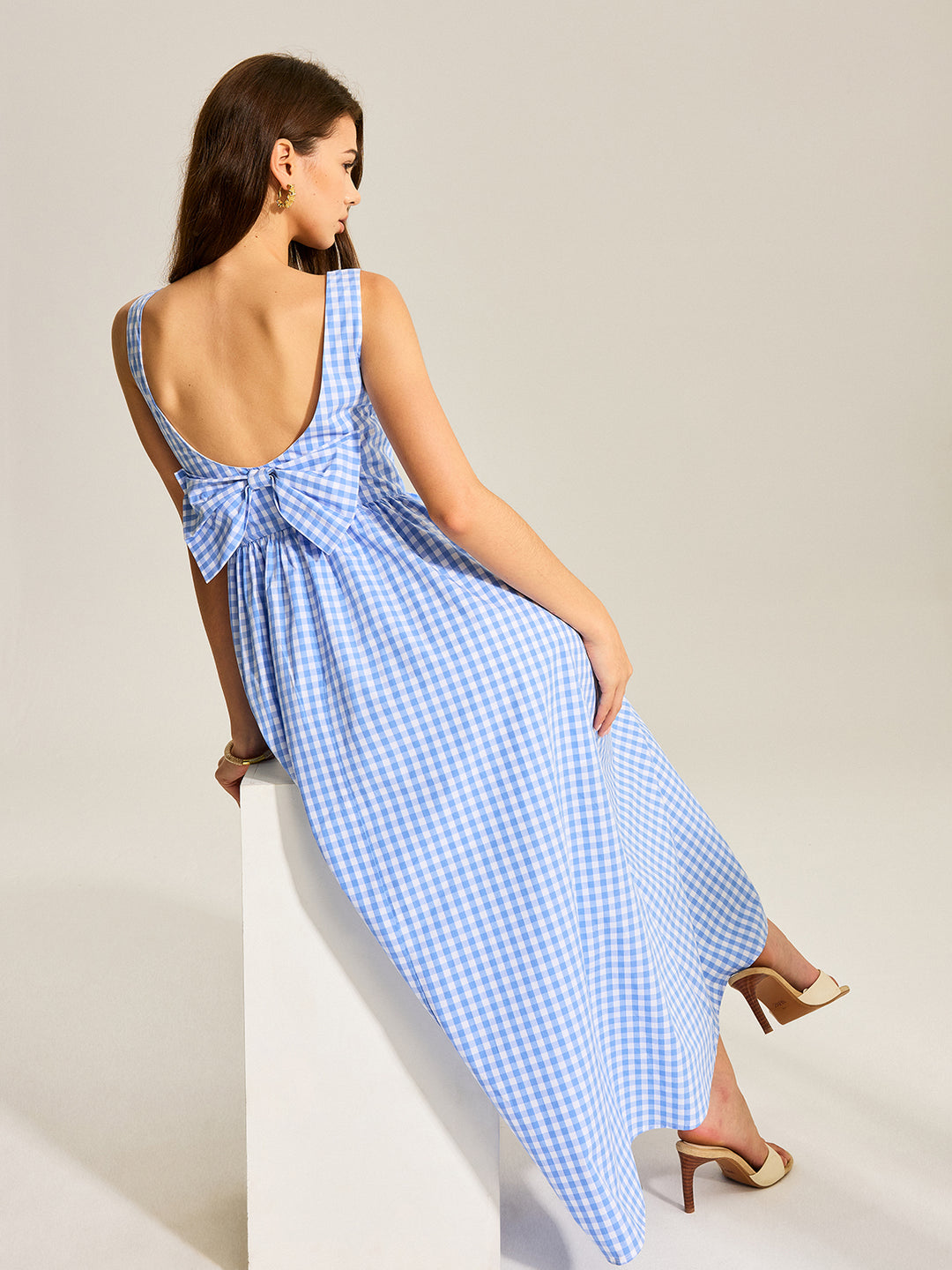 Back Bow Gingham Sleeveless Dress | COMMENSE Back Bow Gingham Sleeveless Dress | COMMENSE