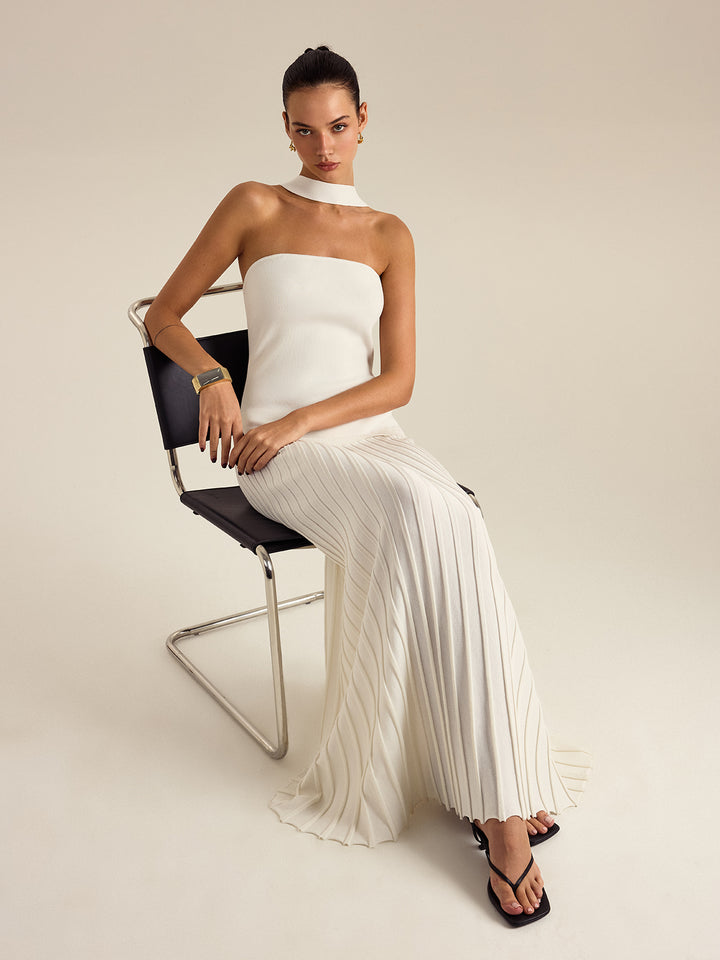 commense halter dress Halterneck Pleated Maxi LowStock:43585193246771