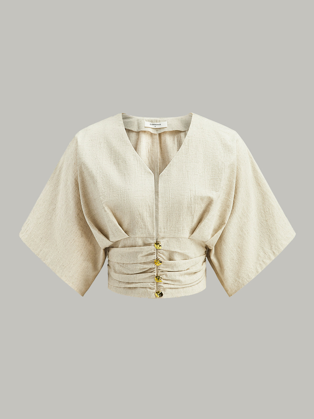 thumbnail image 2 of Amazhiyu Women's Linen Kimono Sleeve Shirt - Striped Button-Down Summer Top 2 of 11