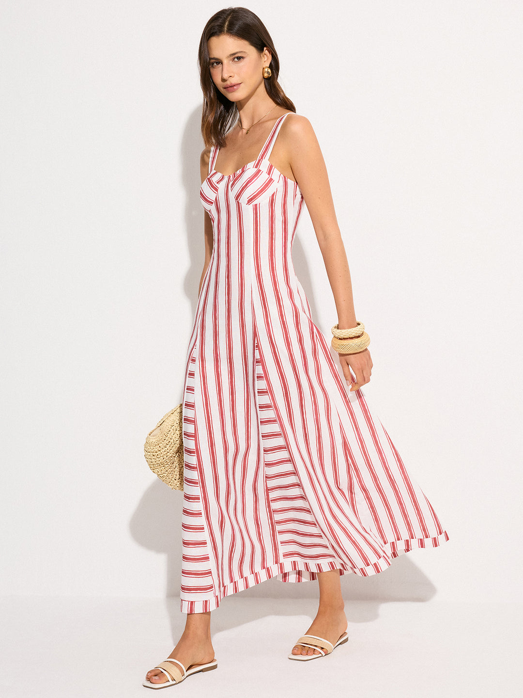Striped Maxi Dress - Red
