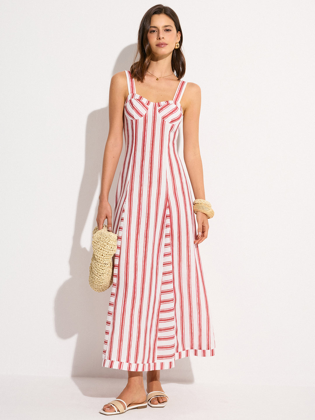 Striped Maxi Dress - Red