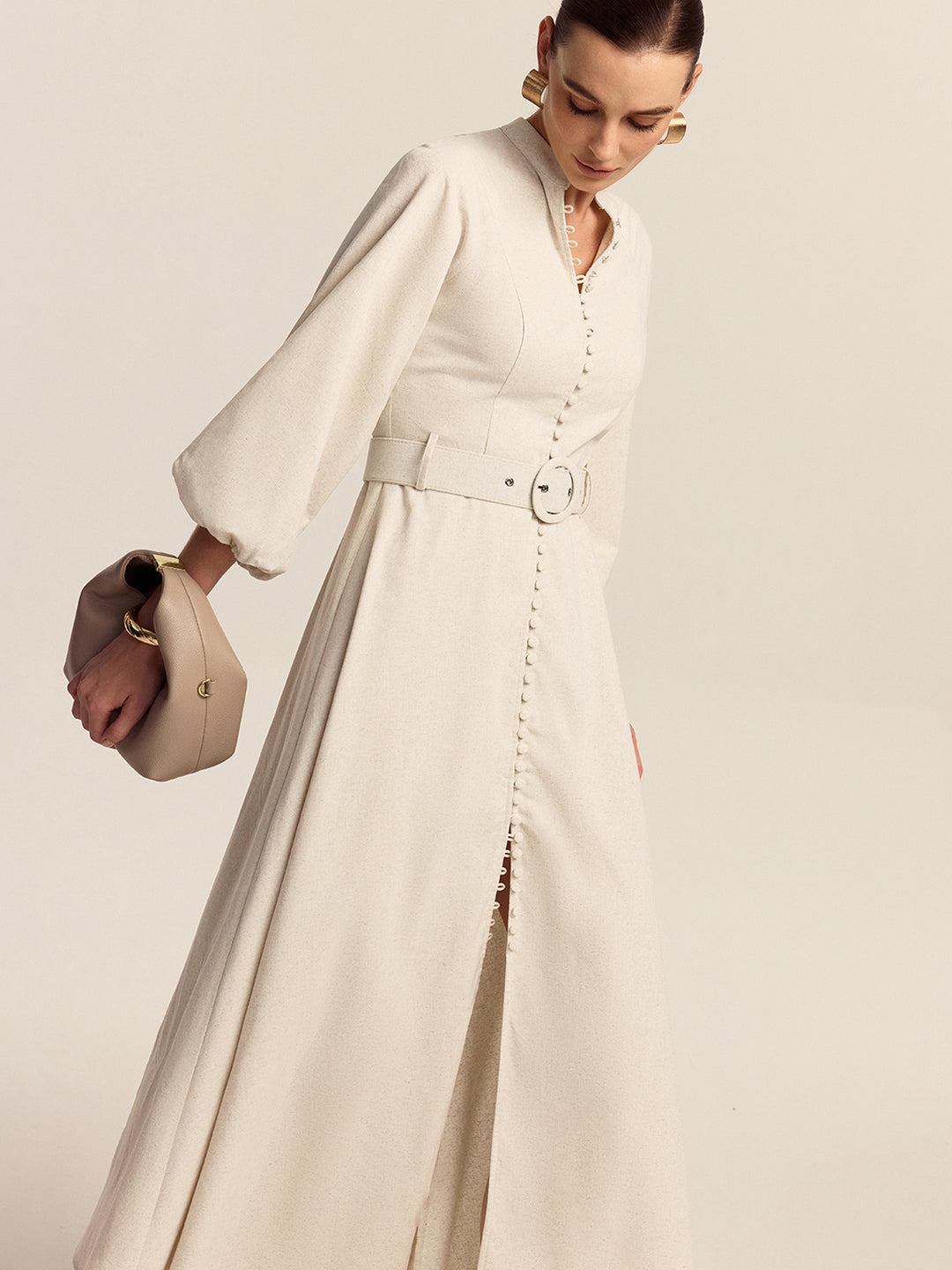commense maxi dress Belted Button Front Maxi Dress
