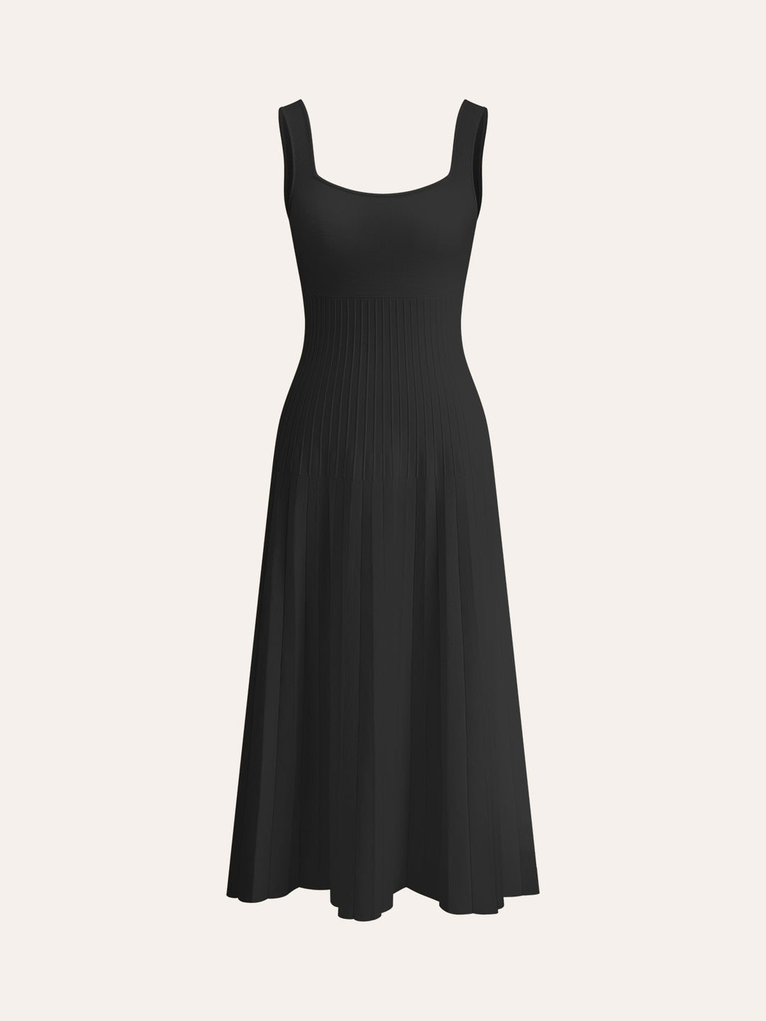 Square-Neck Ribbed Knit Dress – COMMENSE