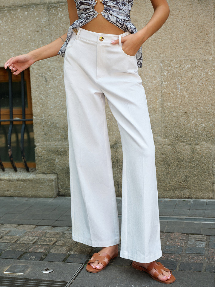 White Wide Leg Pant | COMMENSE display picture 1