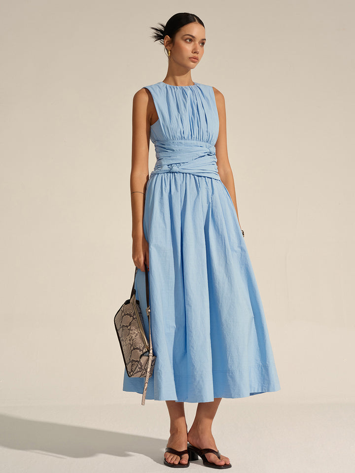 Ruched waist maxi dress - Blue - S - Commense