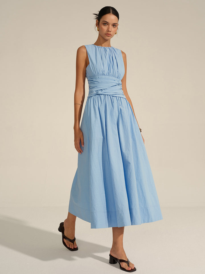 Ruched waist maxi dress - Blue - S