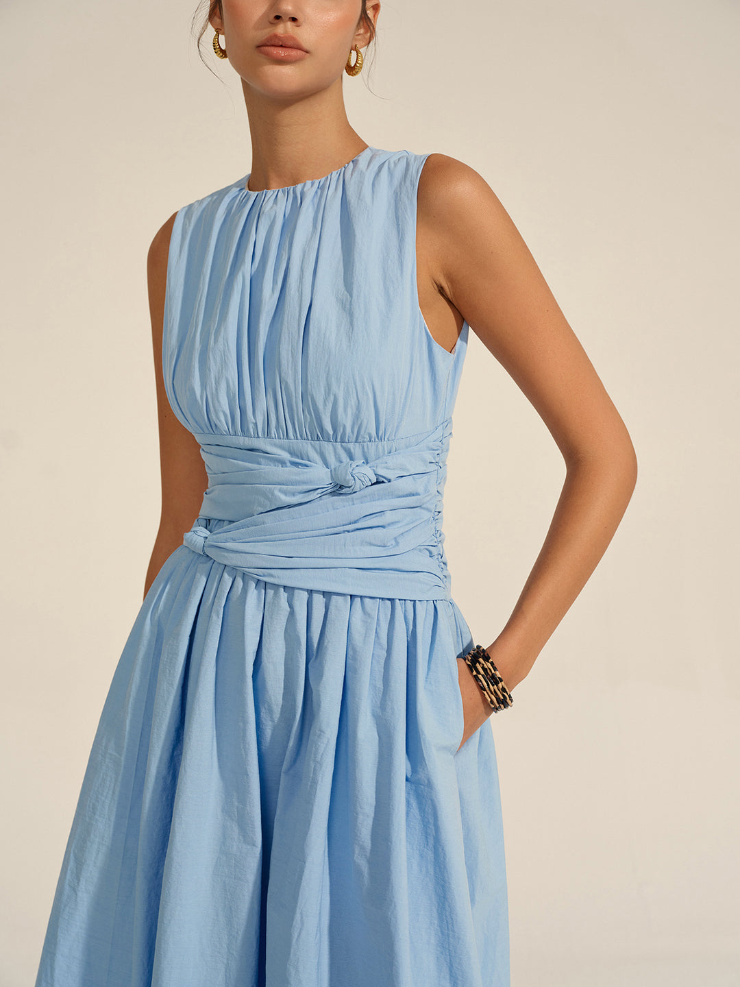 Ruched waist maxi dress - Blue - S