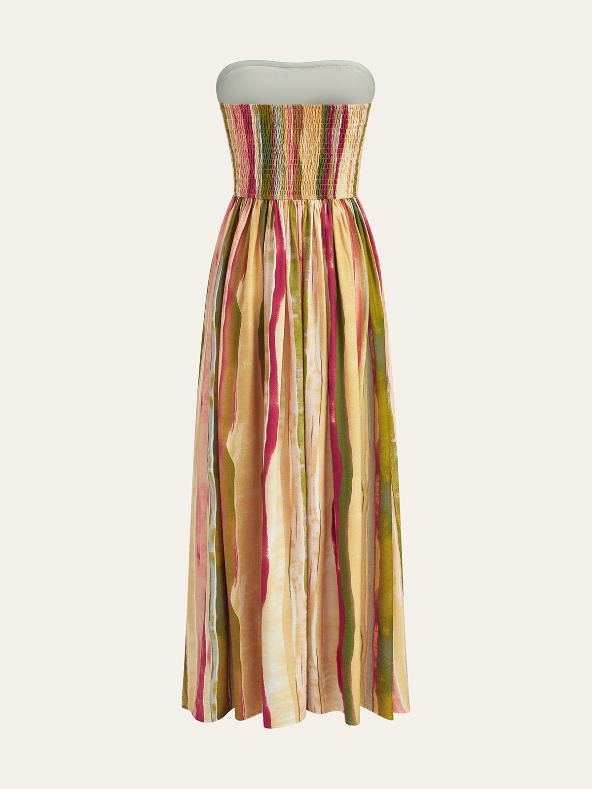 Colorful Striped Strapless Cotton Maxi Dress Colorful Striped Strapless Cotton Maxi Dress