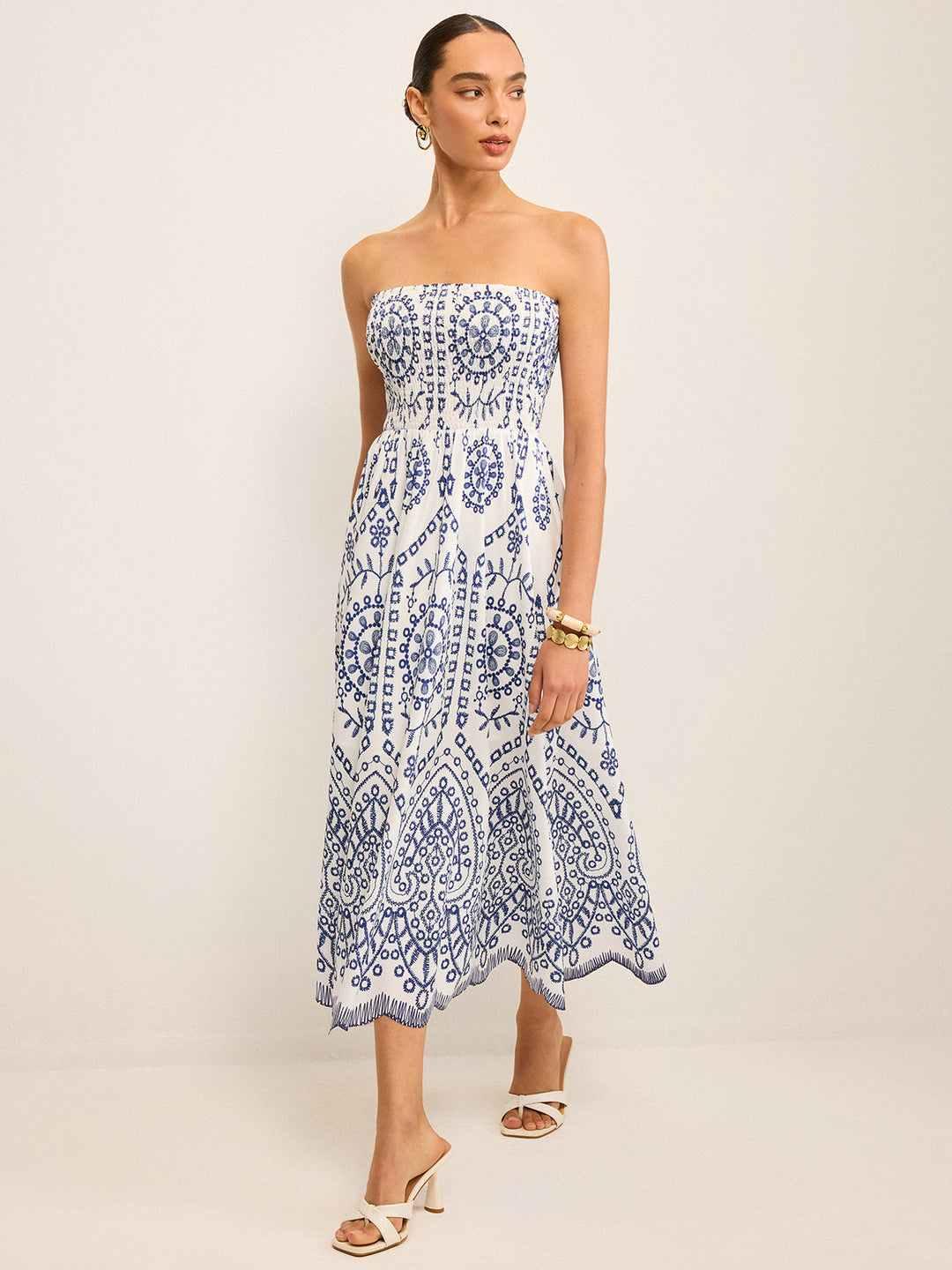 Strapless boho maxi dress - Blue