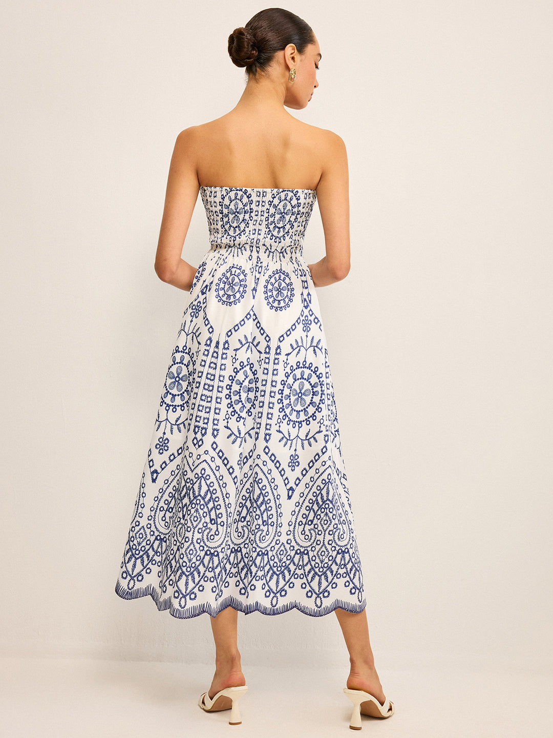 Strapless boho maxi dress - Blue - XL