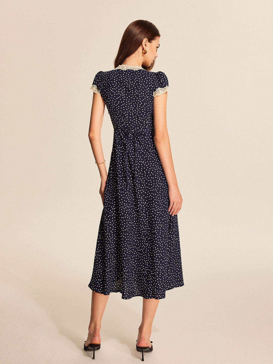 Polka Dot Lace-Trim Dress – COMMENSE