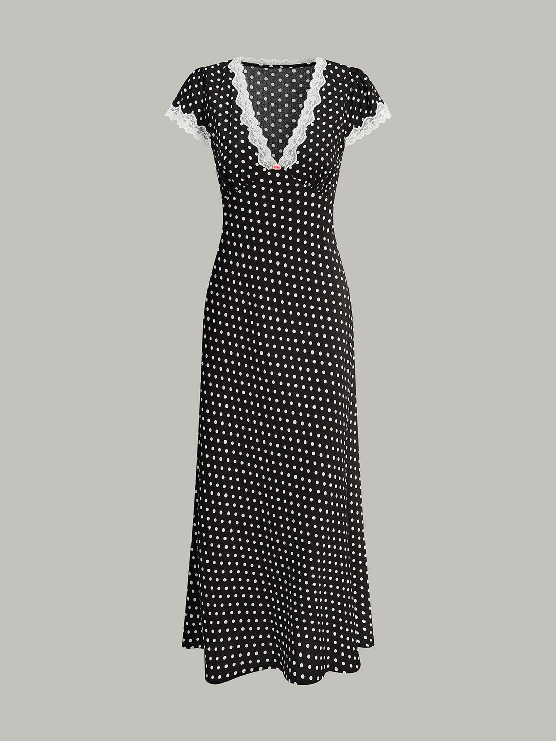 Polka Dot Lace-Trim Dress – COMMENSE