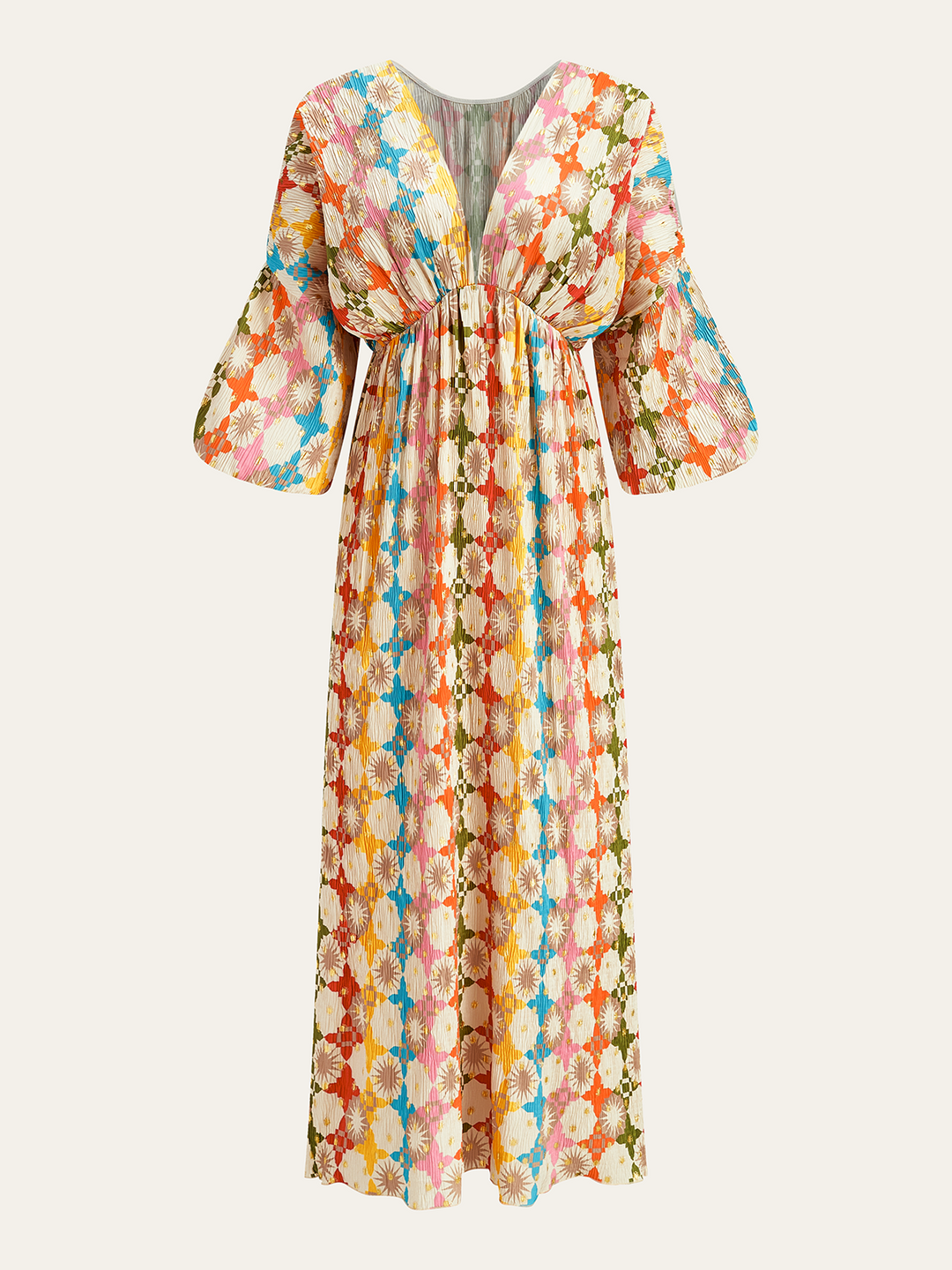 Jacquard Print V-Neck Dress – COMMENSE