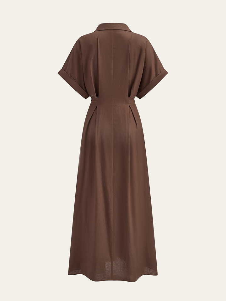 Pleated Button-Front Shirt Dress | COMMENSE Pleated Button-Front Shirt Dress | COMMENSE
