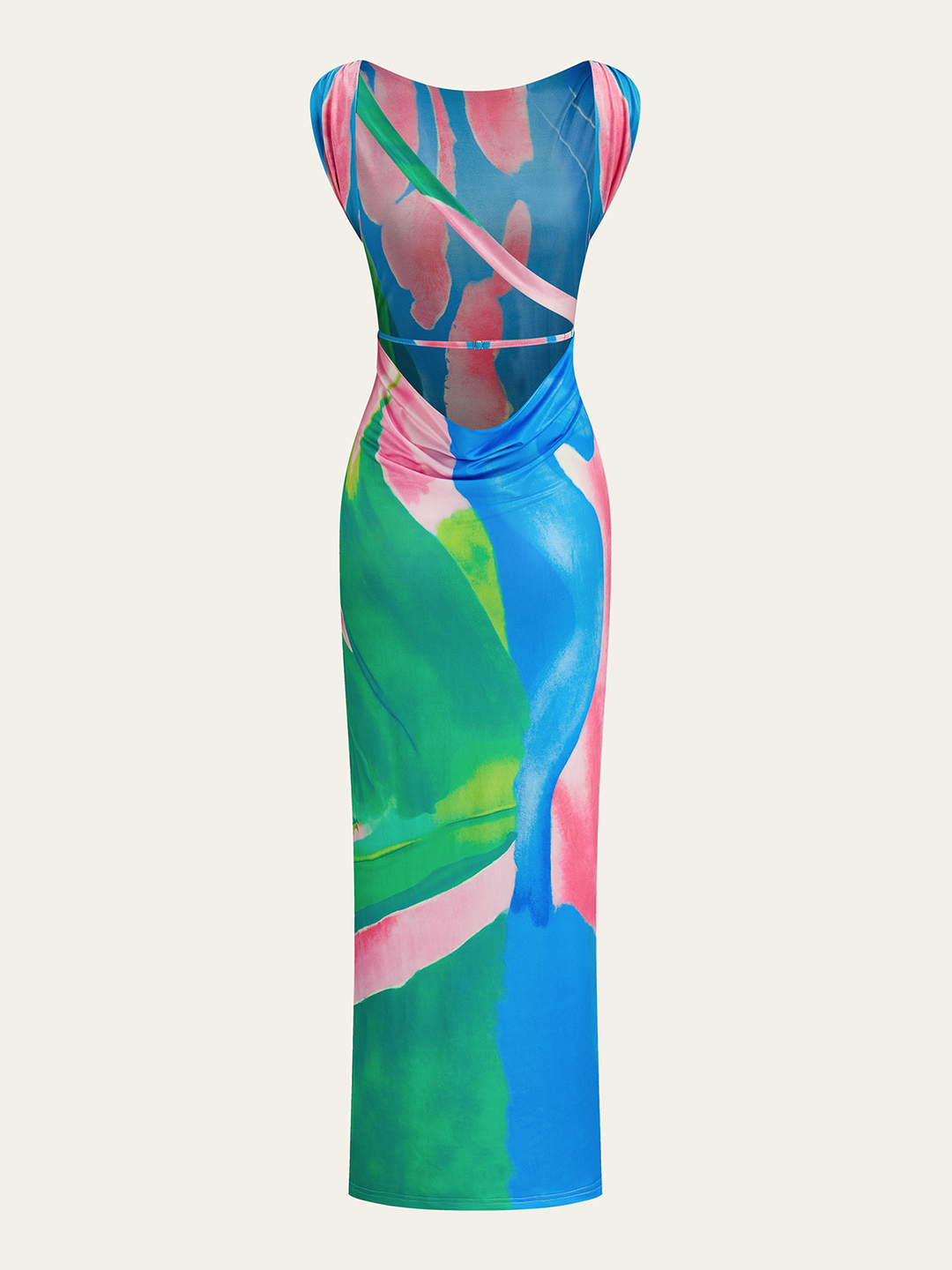 monet garden print sleeveless long dress Monet Garden Print Sleeveless Long Dress by Commense