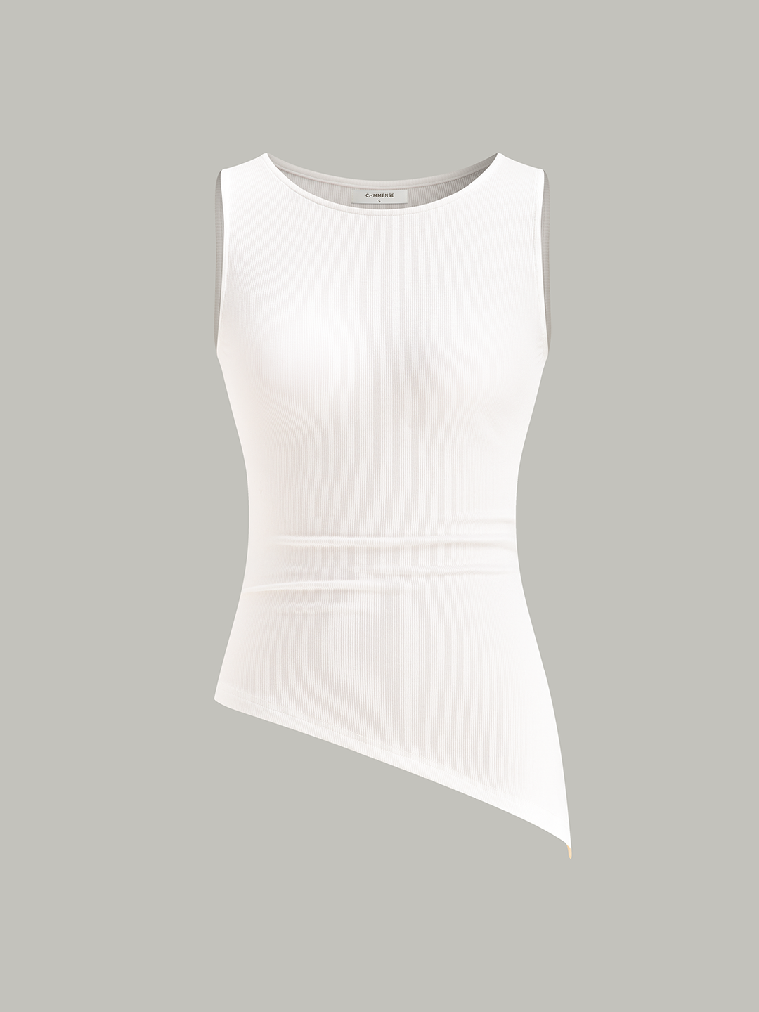 Asymmetric Hem Boat Neck Sleeveless Knit Top | COMMENSE
