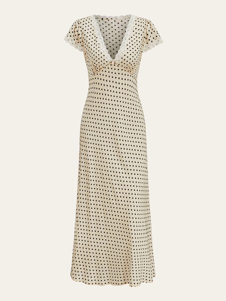 ワンピース herlipto Polka-Dot Lace-Trim Dress 9月上旬発送】【新色】Polka-Dot Lace-Trim Dress