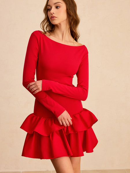 let me be long sleeve ruffle mini dress Let Me Be Long-Sleeve Ruffle Mini Dress