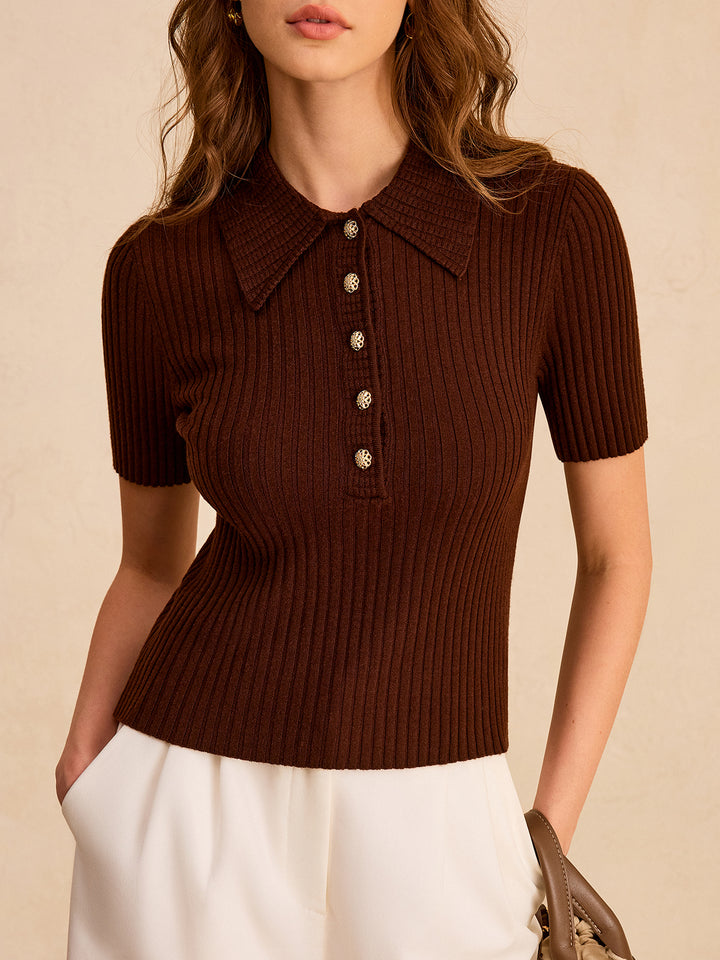 ELIN Smooth cropped knit polo 定価 33480円 ELIN Smooth cropped knit polo 定価 33480円 - メルカリ
