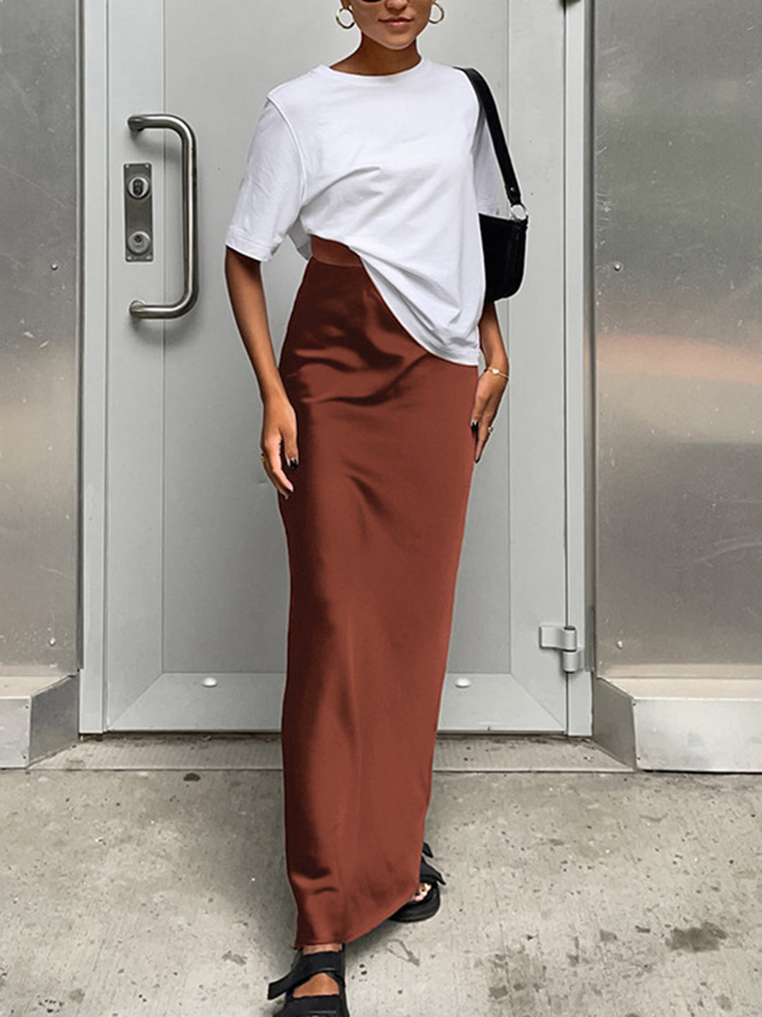 Utility Satin Maxi Skirt – COMMENSE