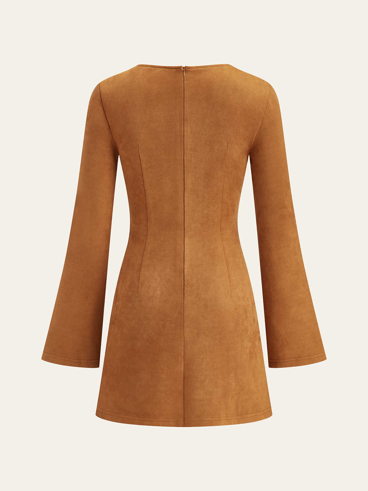 Asymmetrical ruched long sleeve suede effect mini dress - ArmyGreen - S Asymmetrical ruched long sleeve suede effect mini dress - ArmyGreen - S