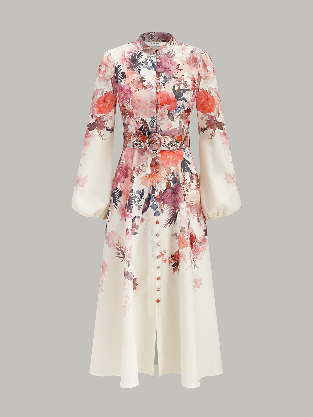 Belted Balloon Sleeve Floral Dress Belted Balloon Sleeve Floral Dress