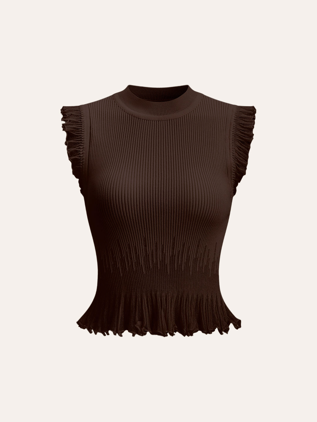 Ribbed Knit Ruffle Top – COMMENSE