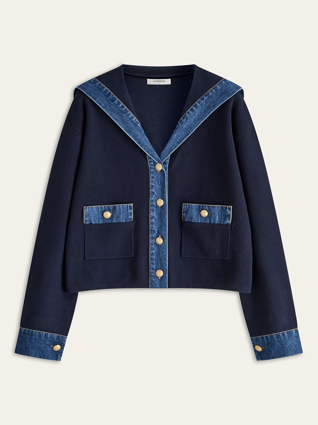 の*プ様 KAMIYA Sailor-Collar Knit Jacket Mサ G13JK048_GR_1.jpg?v