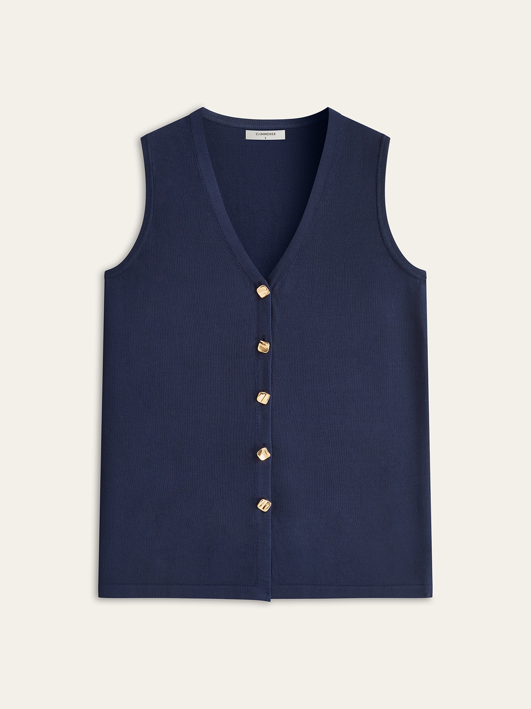 Golden Button Knit Vest Pants Set | COMMENSE