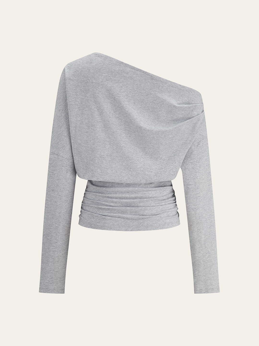 One-Shoulder Draped Ruched Sweatshirt | COMMENSE